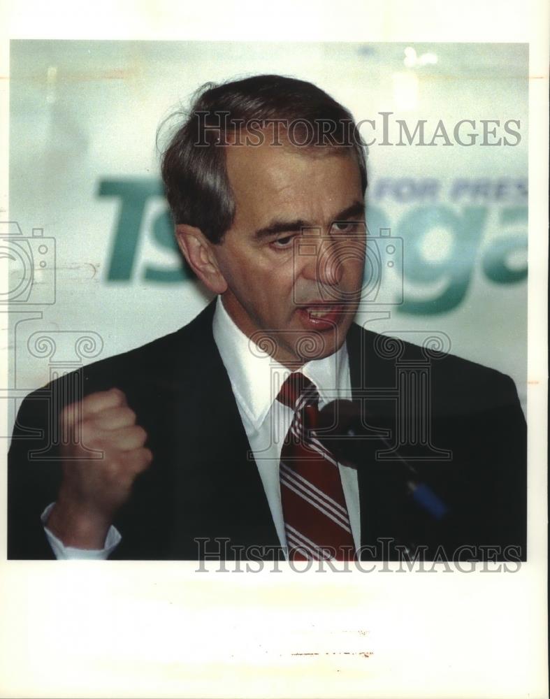 1992 Press Photo Paul Tsongas, Presidential Candidate - mjc10982 - Historic Images