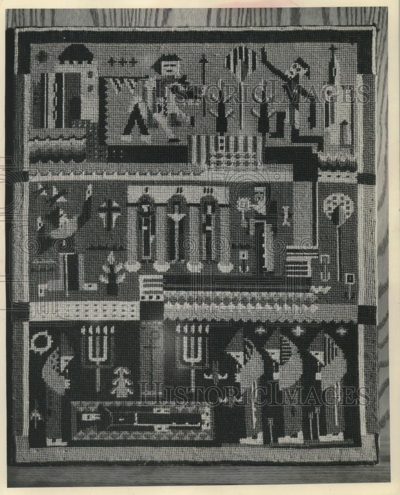 Press Photo Life of St. Francis needlepoint tapestry - mjc11032 - Historic Images
