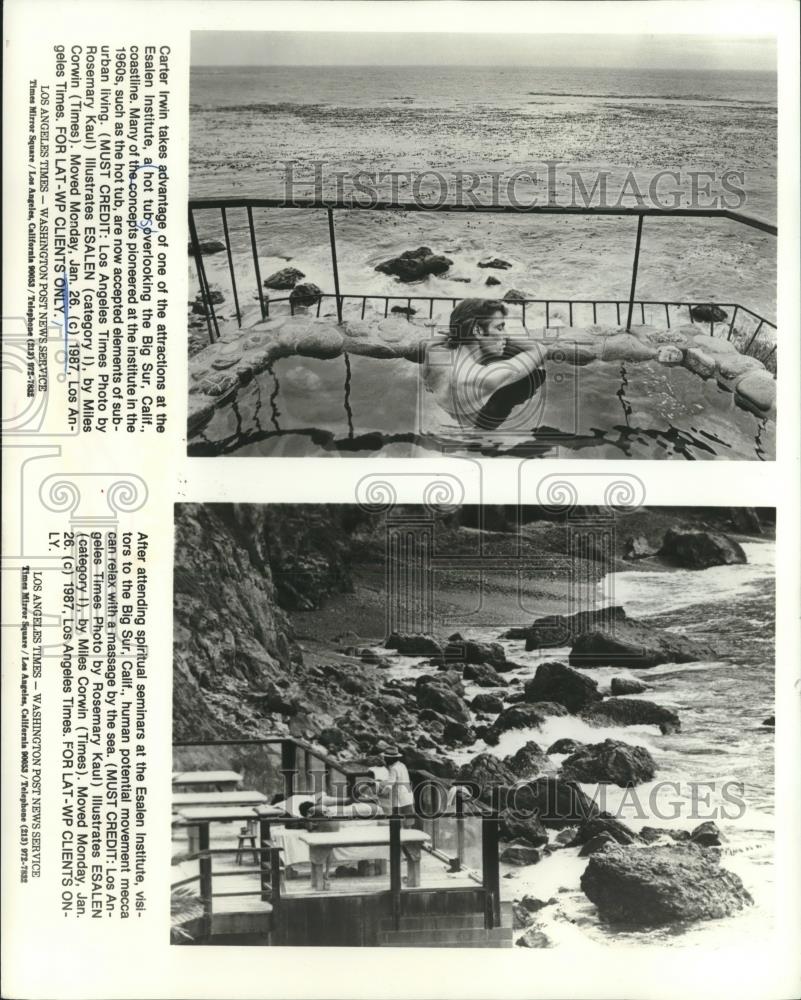 1987 Press Photo Hot tub and massage by the sea at Esalen Institute California - Historic Images