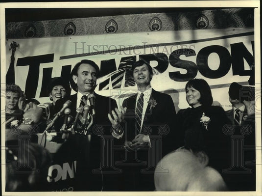 1986 Press Photo Governor-elect Tommy G. Thompson & wife Sue Ann in Madison - Historic Images