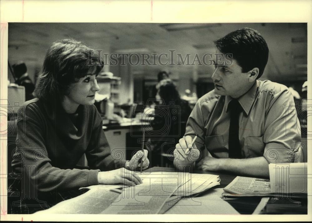 1987 Press Photo Michele Thompson &amp; John Morris, Journal Reporter - mjc12173 - Historic Images