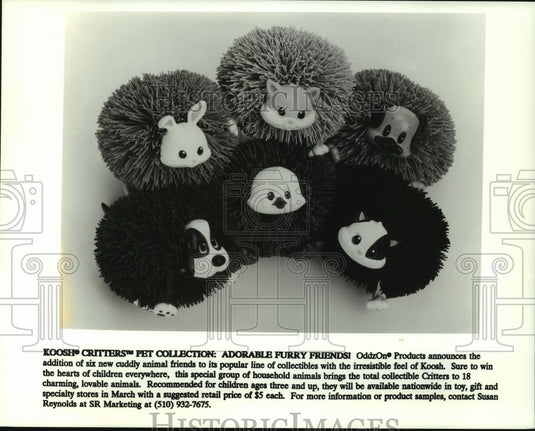 1995 Press Photo Koosh Critters Pet Collection, cuddly animal friends for kids. - Historic Images