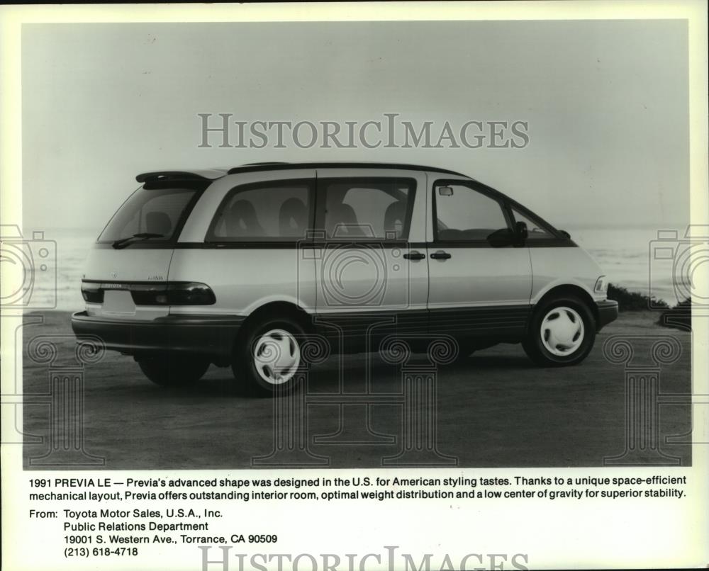 1990 Press Photo Toyota 1991 Previa LE - van concept improved upon design, shape - Historic Images