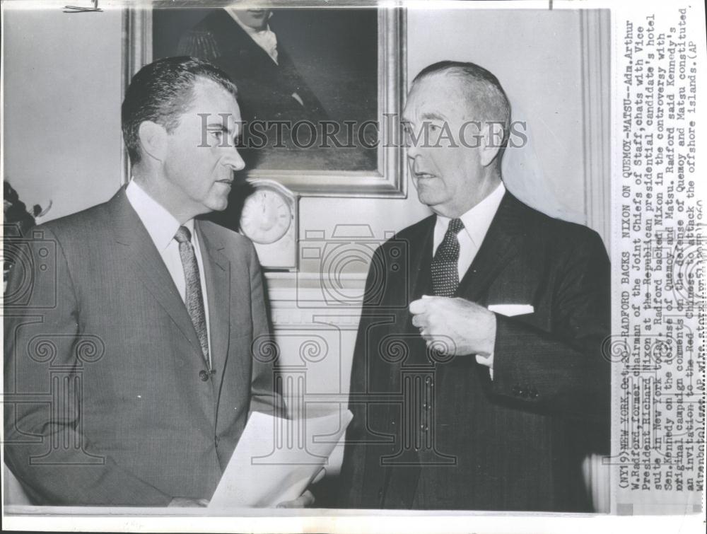 1960 Photo Adm Arthur Radford Chats With VP Ric Nixon - RRV28677 - Historic Images