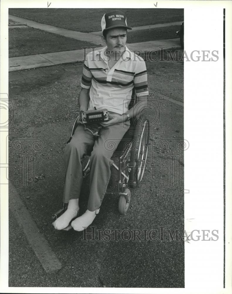 1980 Press Photo Tommy West in Wheelchair After Van Was Stolen - abna29593 - Historic Images