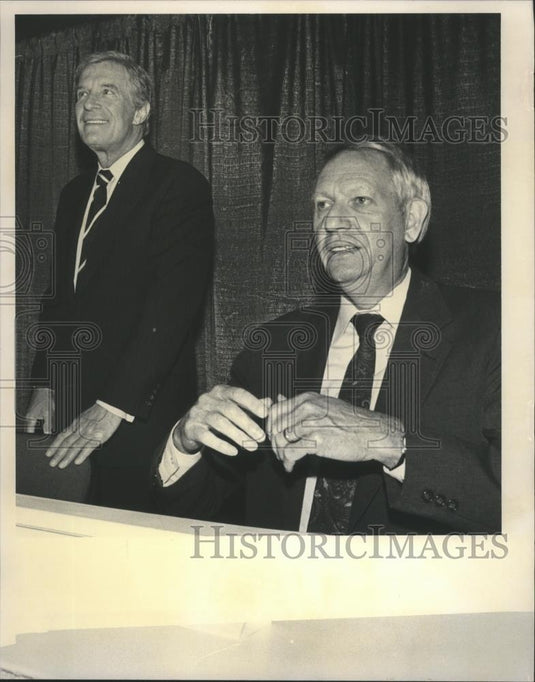 1991 Press Photo Governor Hunt with Commerce Secretary Robert Mosbacher, Alabama - Historic Images
