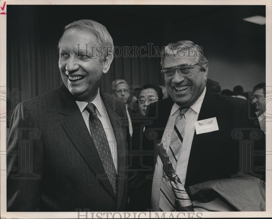 1987 Press Photo Alabama governor Guy Hunt and Bill Dickinson at breakfast - Historic Images