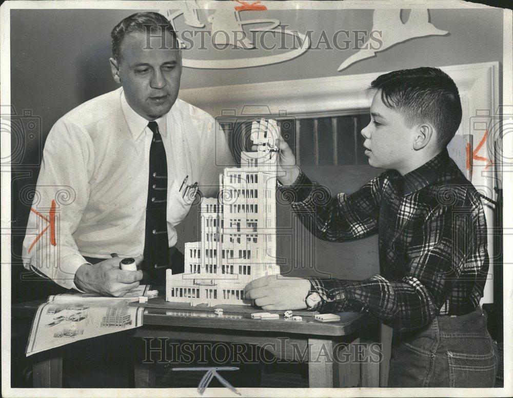 1957 Press Photo Fireside building Barry son Paul Brown - RRV73829 - Historic Images