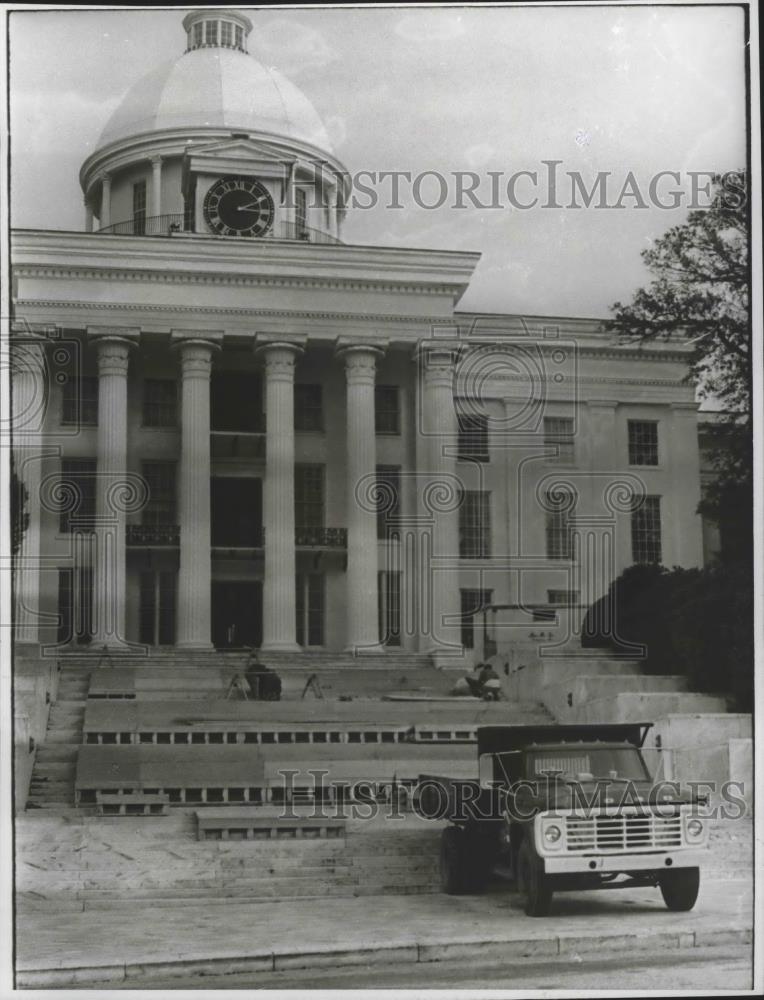 1979 Press Photo Scaffolding at Capitol for Fob James Inauguration in Alabama - Historic Images