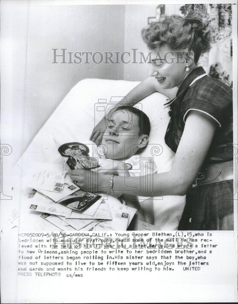 1955 Press Photo Pepper Blethen Muscular Dystrophy - RRV64347 - Historic Images