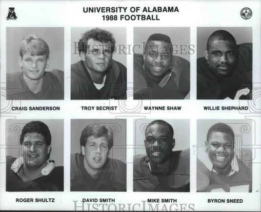 1989 Press Photo Player Page From 1988 University Of Alabama Football Program - Historic Images