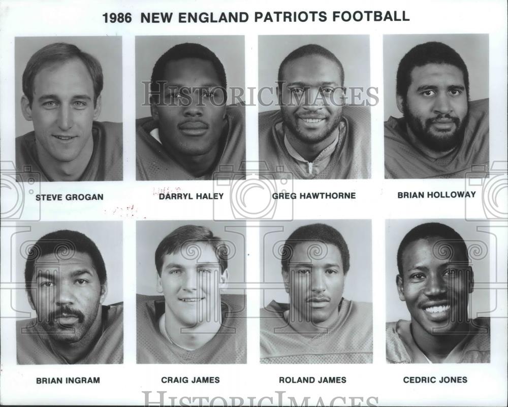 1986 Press Photo National Football League's New England Patriots Player Page