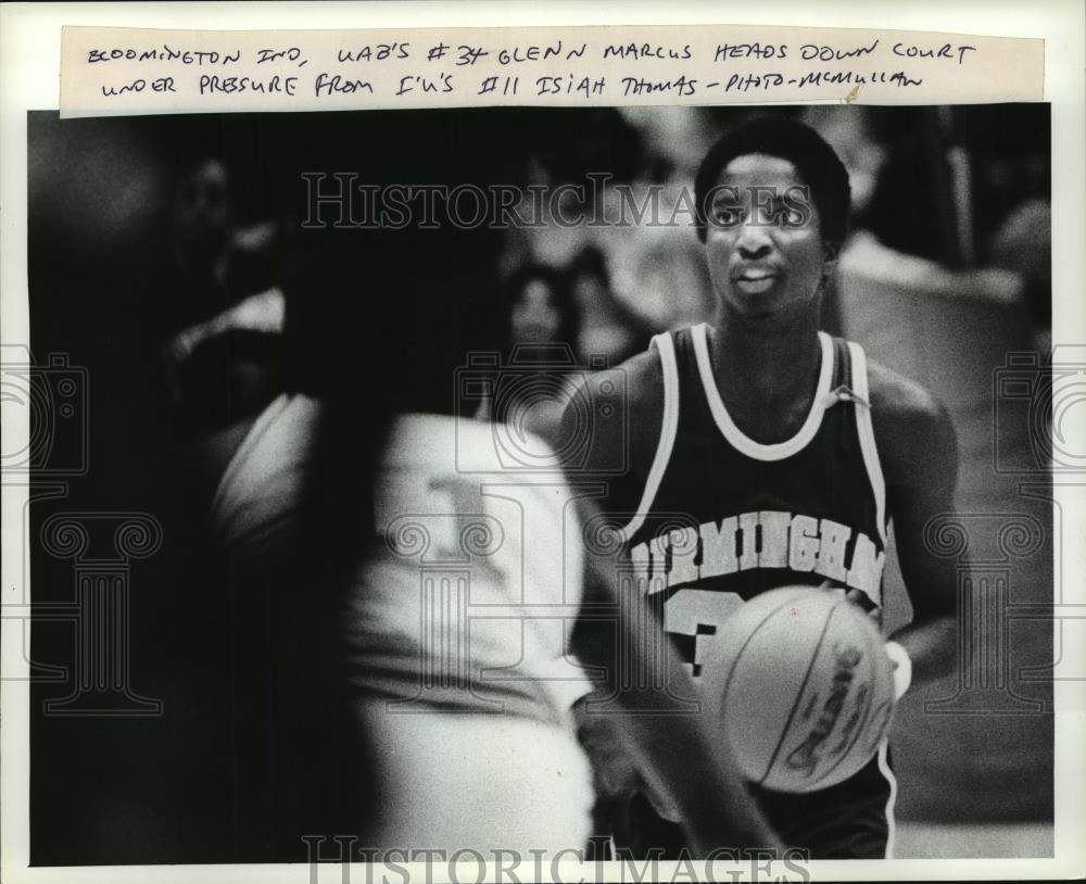 Press Photo University of Alabama Birmingham Basketball game with Bloomington - Historic Images