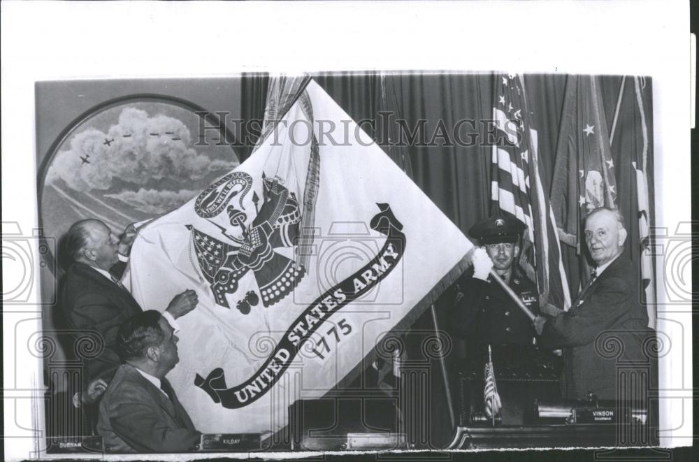 1957 Press Photo Army Secretary Wilber Brucker Flag - RRV36413 - Historic Images