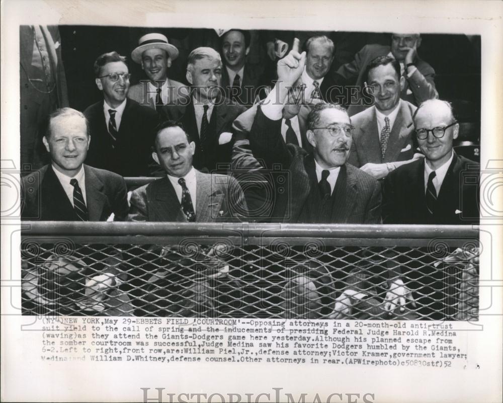 1952 Photo Federal Judge Harold Medina At Ebbets Field - RRV17995 - Historic Images
