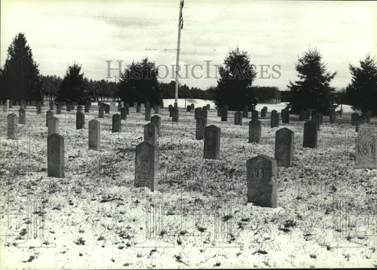 1982 Press Photo Wisconsin State Public School Graveyard in Sparta, Wisconsin. - Historic Images