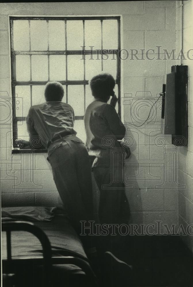 1983 Press Photo Telephones have boosted House of Correction inmates morale - Historic Images