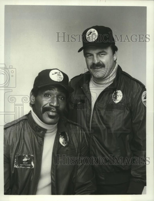 1985 Press Photo Bubba Smith and Dick Butkus star in "Blue Thunder" on ABC - Historic Images