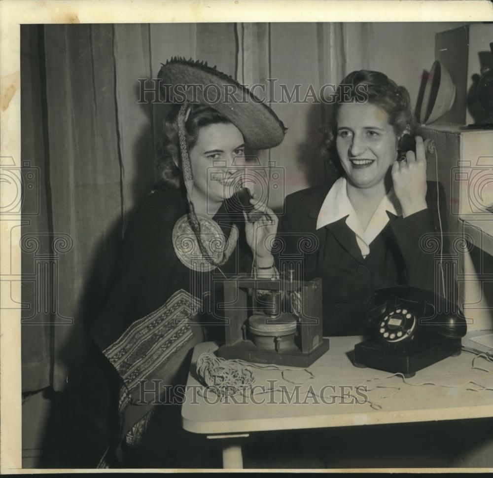 Press Photo Two Women Use Telephones - mjc04394 - Historic Images