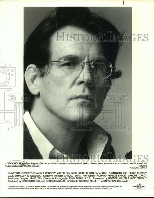 1992 Press Photo Nick Nolte stars in Lorenzo's Oil - mjc06495 - Historic Images