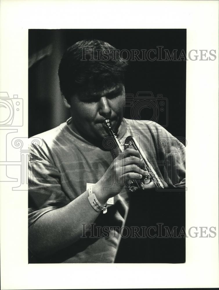 1992 Press Photo Kevin Rasmussen at University of Wisconsin Jazz Ensemble Camp - Historic Images