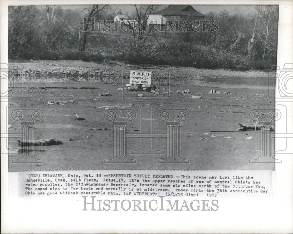 1963 Press Photo O&#39;Shaughnessy Resevoir Ohio Drought - RRV59469 - Historic Images