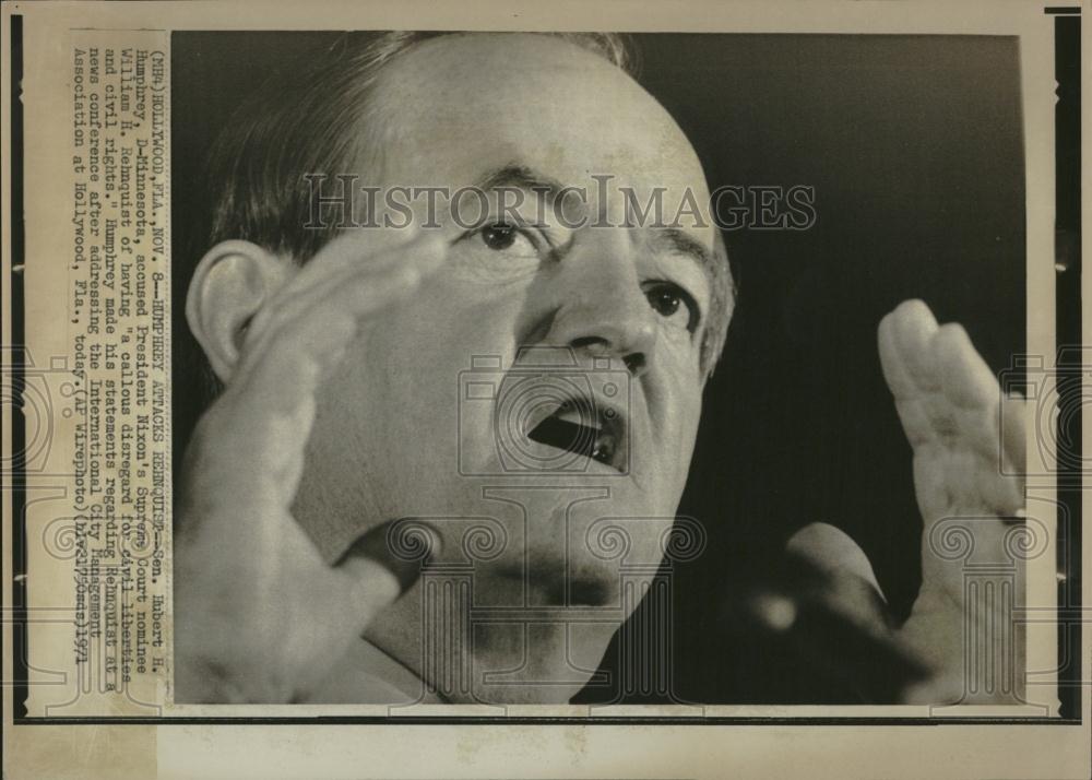 1971 Press Photo Senator Hubert H. Humphrey - RRV18259 - Historic Images