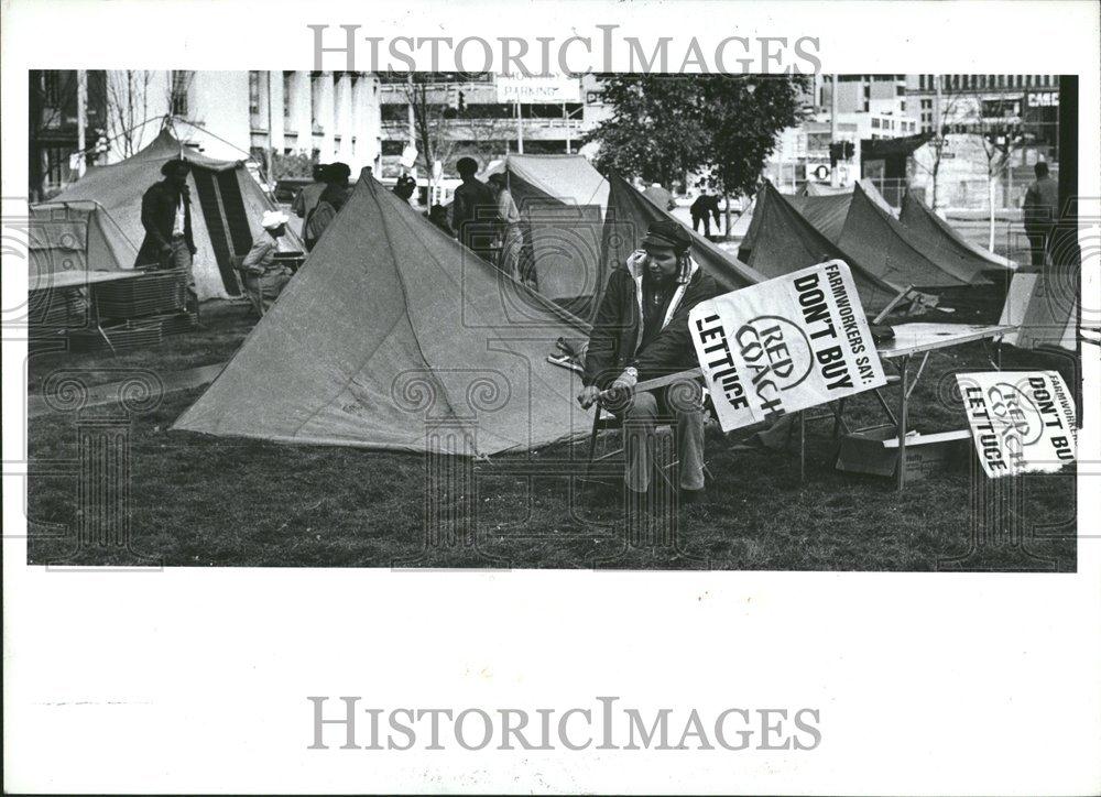 1982 Press Photo Show Detroit News Picketing Picture - RRV72699 - Historic Images