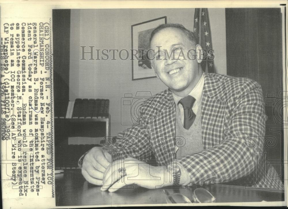 1976 Press Photo Attorney General Warren B. Rudman Sits At Desk in New Hampshire - Historic Images