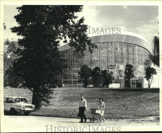 1980 Press Photo Summer Olympics indoor swimming building in Moscow, Russia - Historic Images