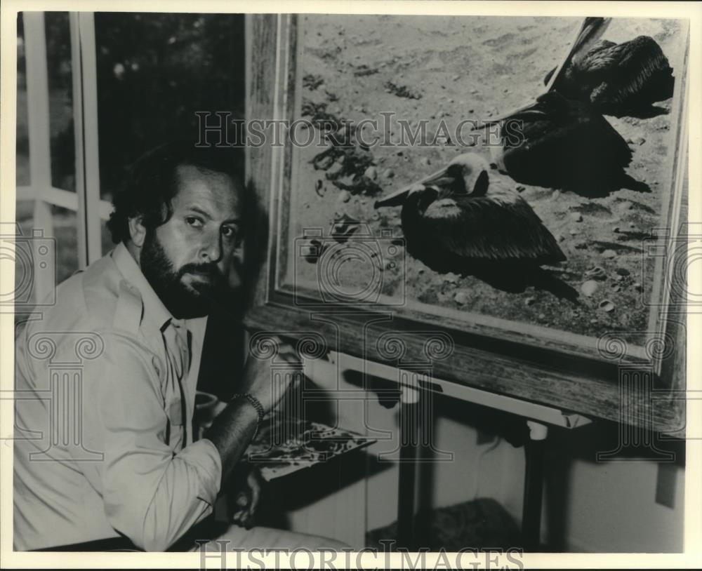 1984 Press Photo John Seery-Lester, Milwaukee artist, in his studio - mjc20900 - Historic Images
