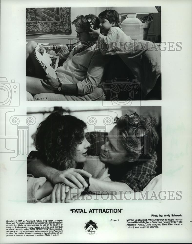 1987 Press Photo Michael Douglas & Anne Archer in "Fatal Attraction" - mjc22616 - Historic Images