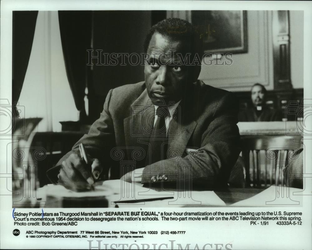 1990 Press Photo Sidney Poitier as Thurgood Marshall in "Separate But Equal" - Historic Images