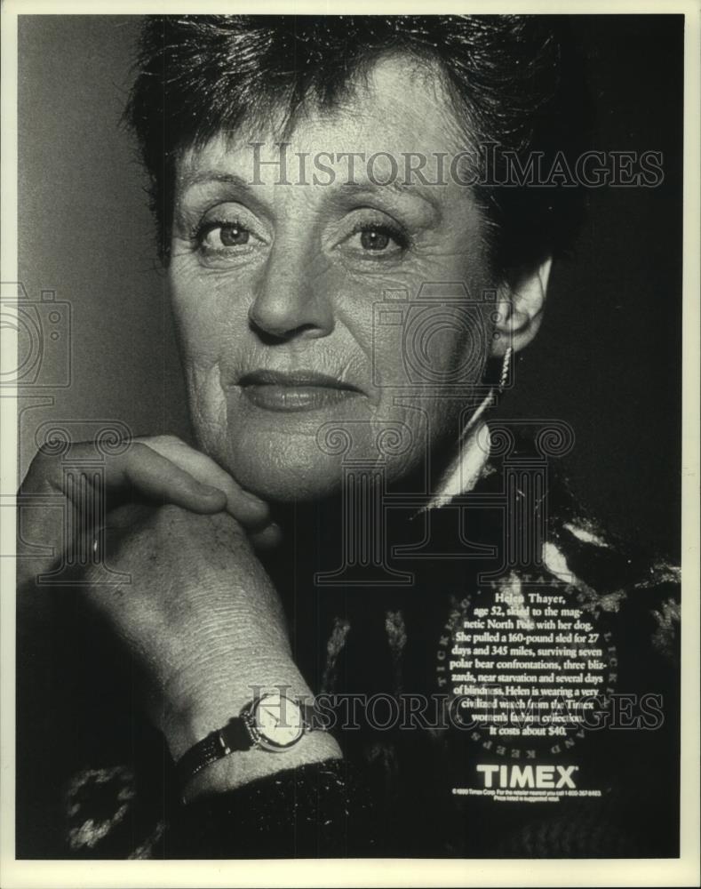 1991 Press Photo Cross Country Skier Helen Thayer in a Timex ad - mjc18714 - Historic Images