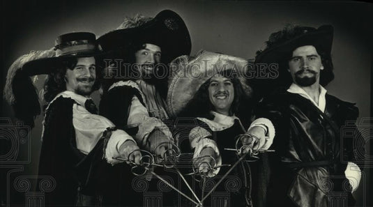 1991 Press Photo Cast of "The Three Musketeers" at UW - Milwaukee Theater. - Historic Images