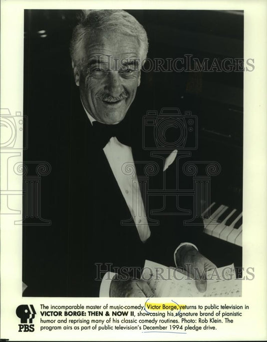 1994 Press Photo Victor Borge PBS television show "Victor Borge: Then & Now II" - Historic Images