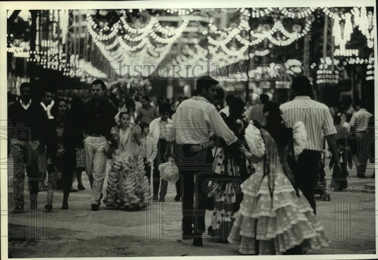 1995 Press Photo Annual Horse Fair nights in Jerez, Spain are brilliant - Historic Images