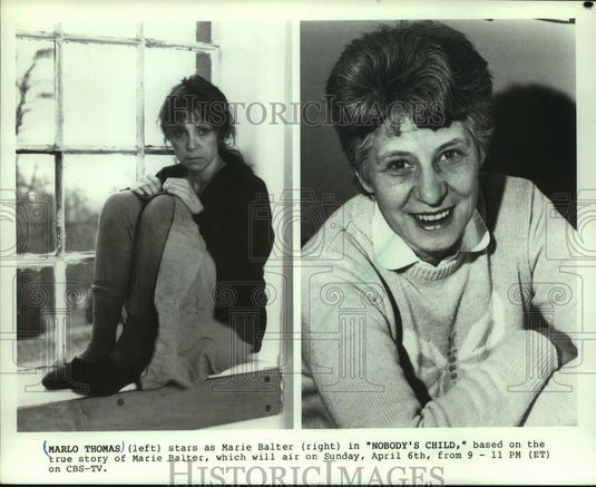Press Photo Actress Marlo Thomas as Marie Balter in "Nobody's Child' on CBS-TV. - Historic Images