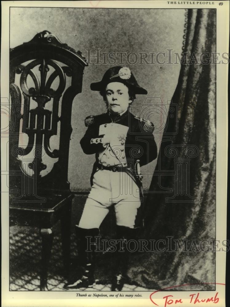 Press Photo Charles S. Stratton, popularly known as &quot;Tom Thumb&quot; plays Napoleon - Historic Images
