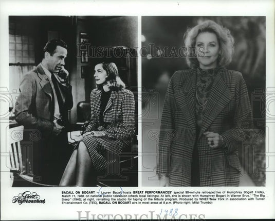 1988 Press Photo Lauren Bacall to host Great Performances' of Humphrey Bogart - Historic Images