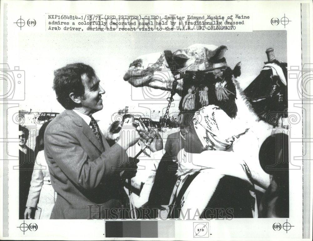 1971 Press Photo Senator Edmund Muskie Arab Camel Cairo - RRV73677 - Historic Images