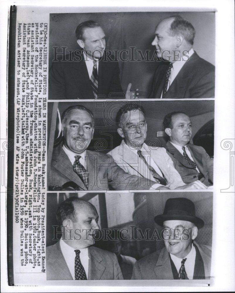 1960 Press Photo Dean Rusk Kennedy Washington Secretary - RRV55097 - Historic Images