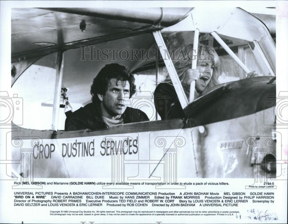 1990 Press Photo Wire Bird Actor Mel Gibson - RRV16817 - Historic Images