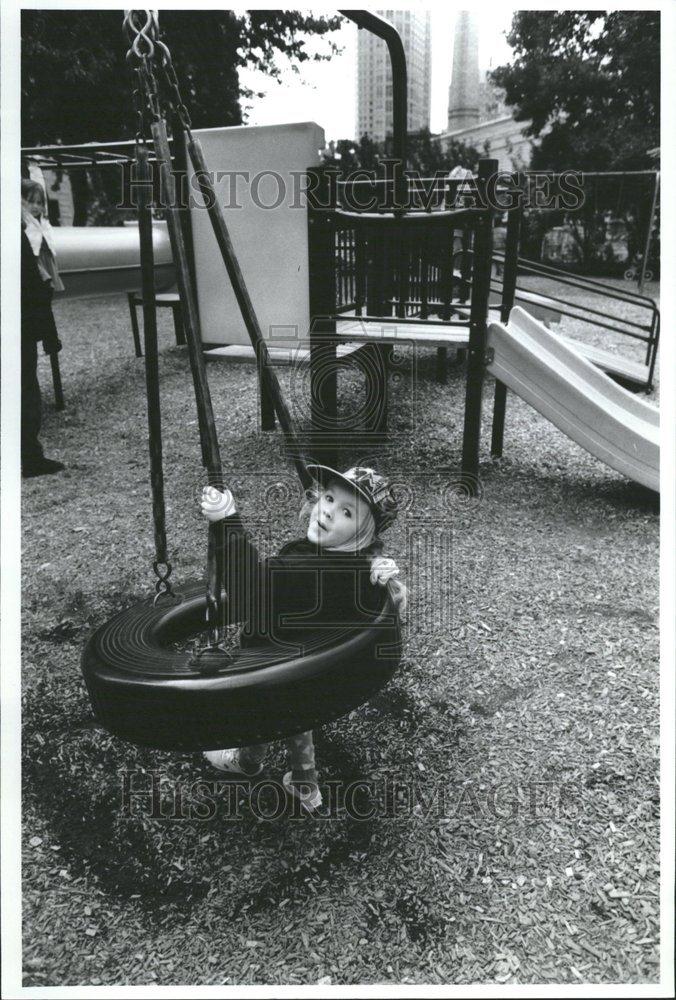 1993 Press Photo Wood Chips Playground Equipment Finney - RRV69553 - Historic Images