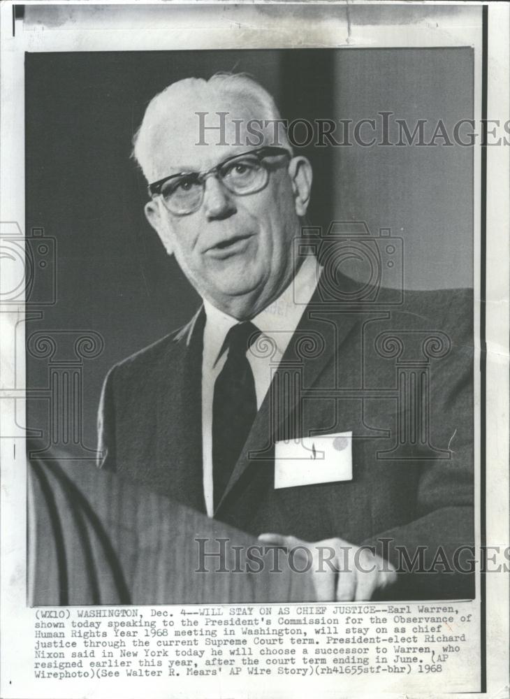 1968 Press Photo Human Rights Commission President Earl - RRV33425 - Historic Images