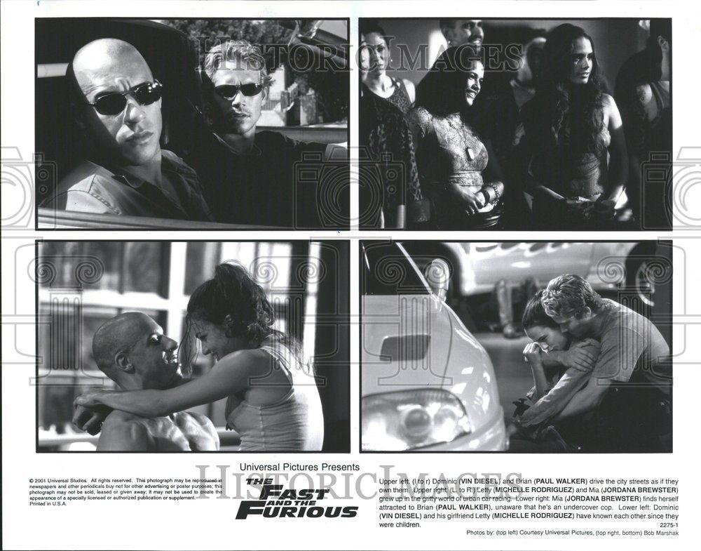 2001 Press Photo Vin Diesel Paul Walker Michelle Fast - RRV52735 - Historic Images