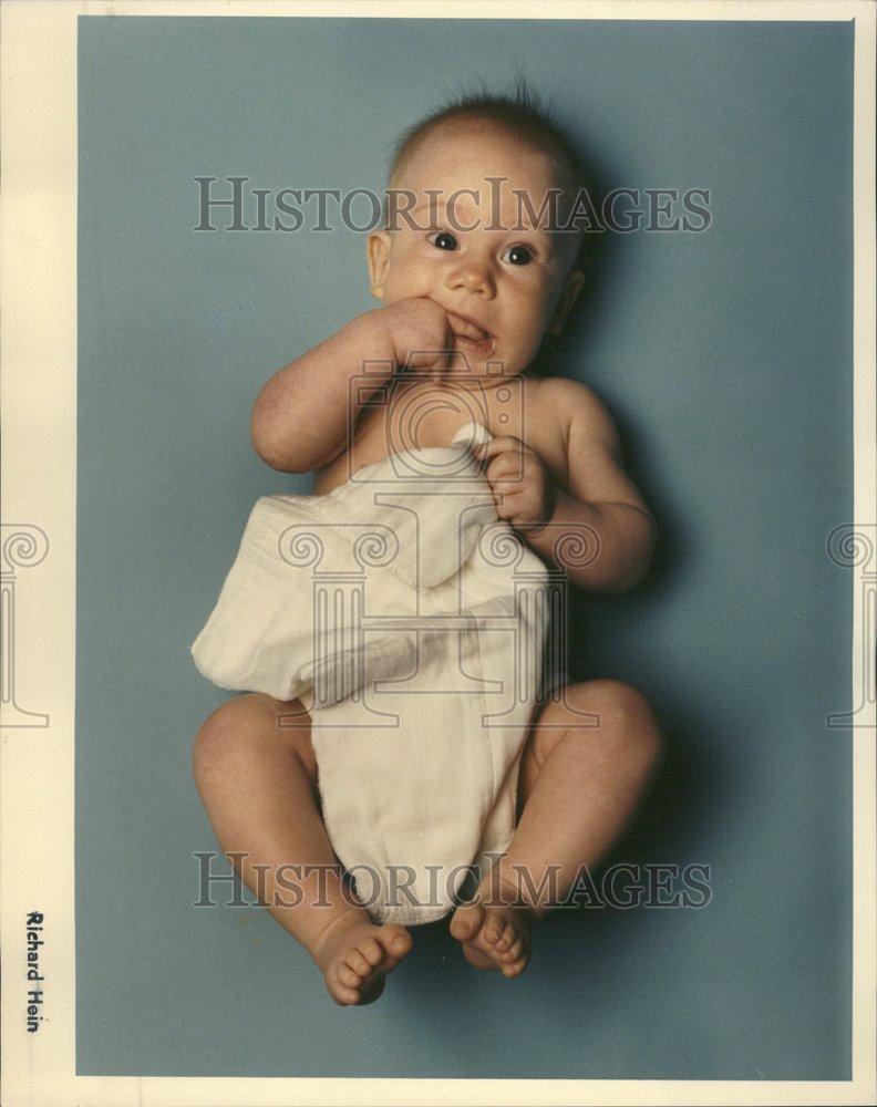 1992 Press Photo Baby Holding Cloth Diaper - RRV64099 - Historic Images