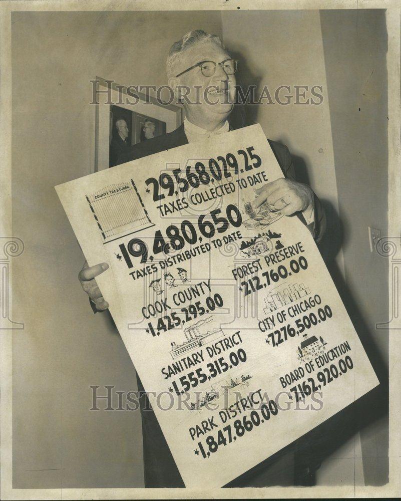 1956 Press Photo Herbert Paschen sign marked money show - RRV69159 - Historic Images