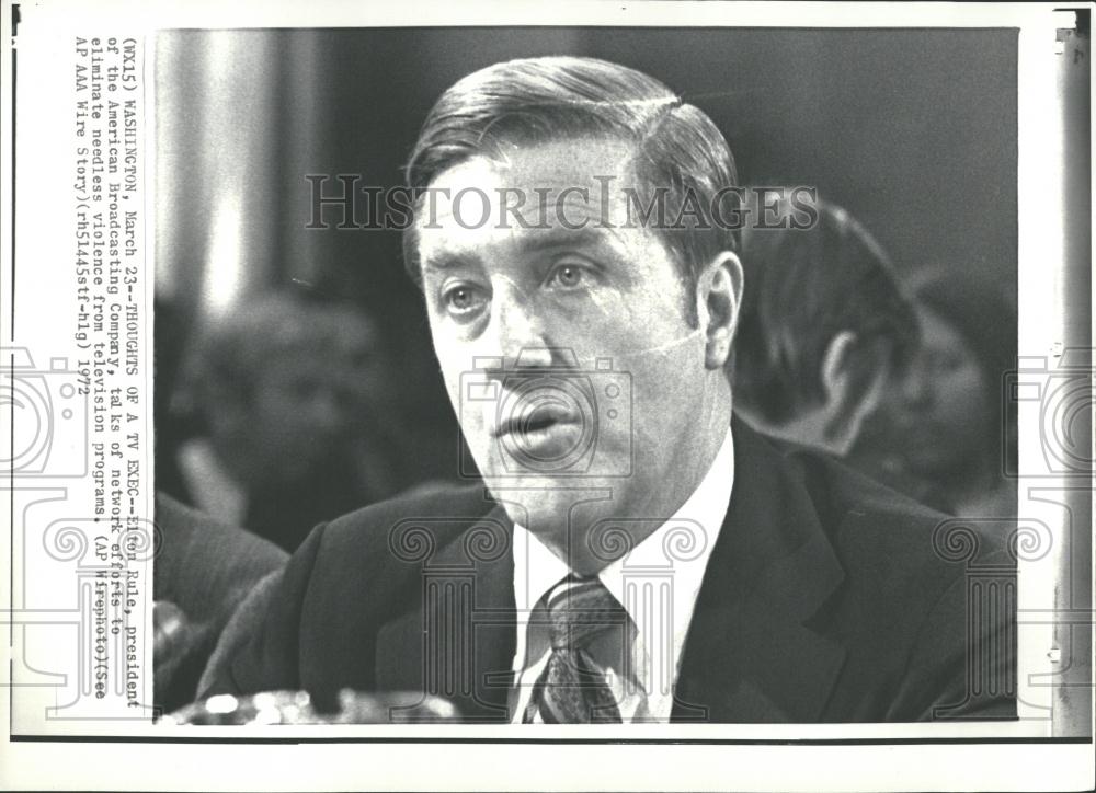 1972 Press Photo Elton Rule/President/CBS/TV Violence - RRV36627 - Historic Images