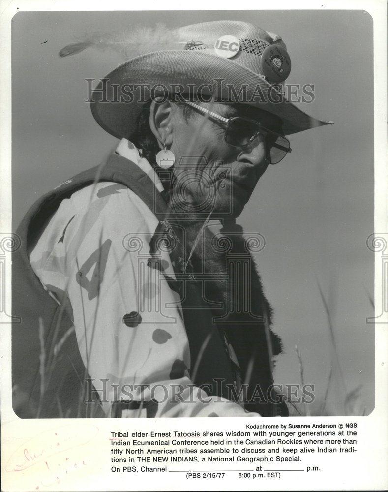 1977 Press Photo Ernest Tatoosis Tribal Elder PBS - RRV70655 - Historic Images